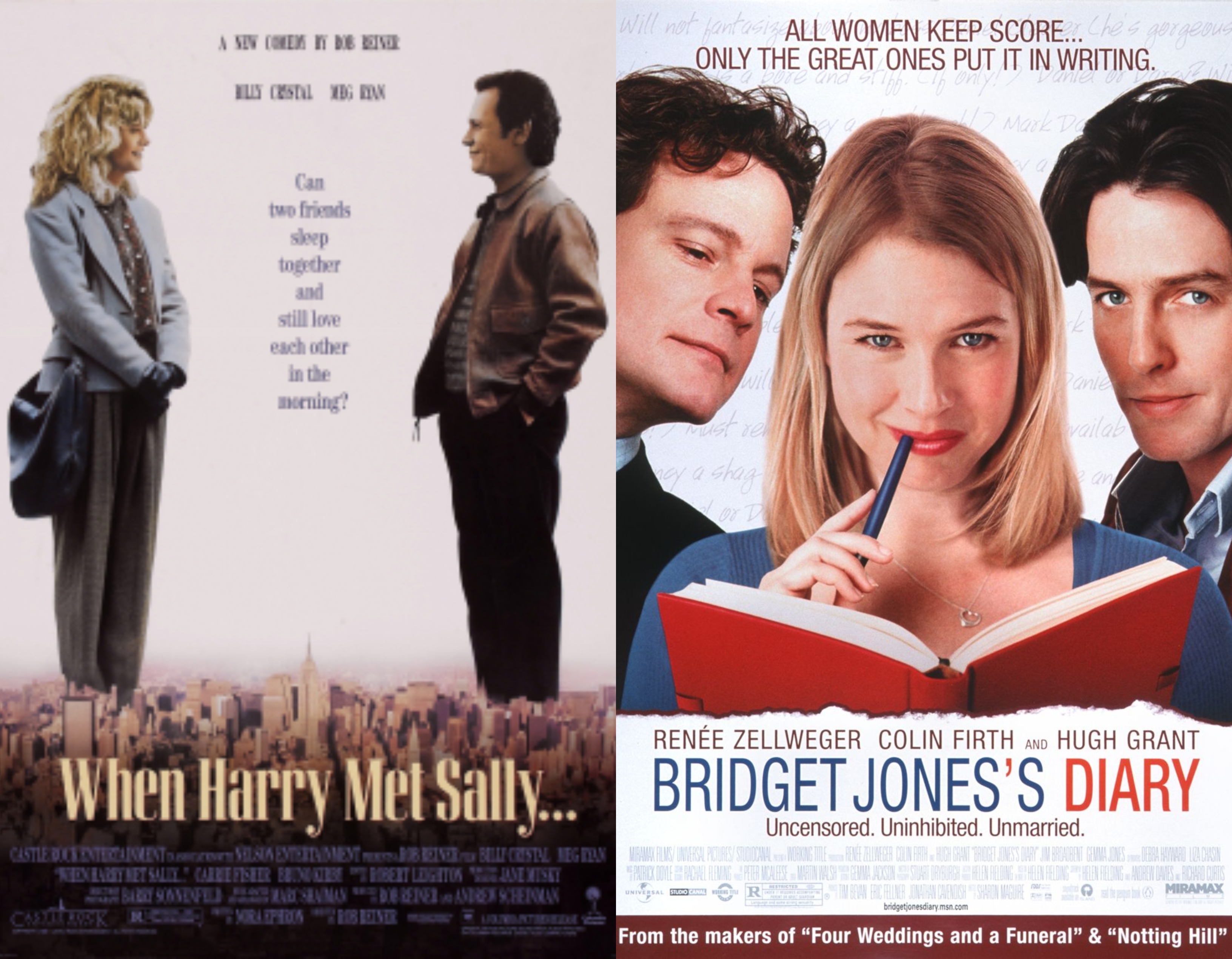 Movie posters for When Harry Met Sally and Bridget Jones's Diary.